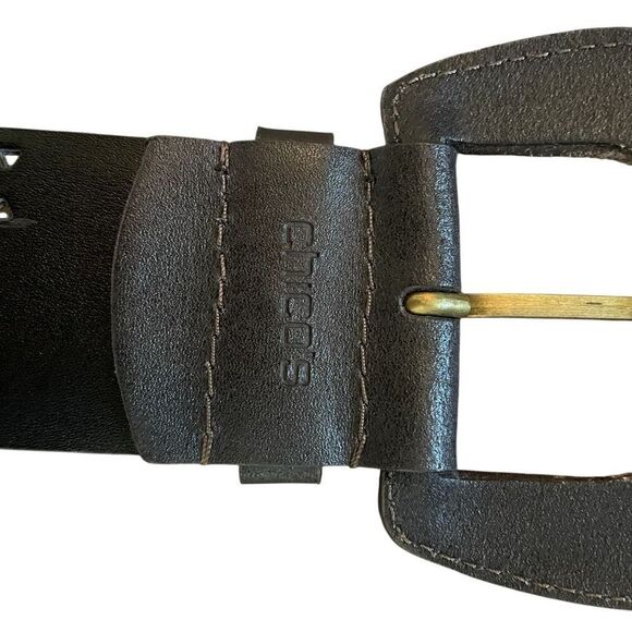 Chico’s Dark Brown Leather Waist Belt Women’s Sz Medium Large - Picture 6 of 6